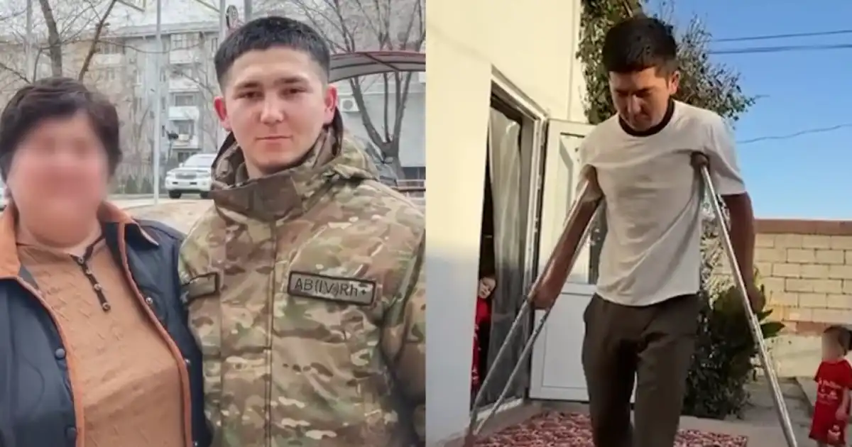 «Шыда, сен сарбазсың»: Түркістан облысында әскерге сау кеткен жігіт балдақпен оралды